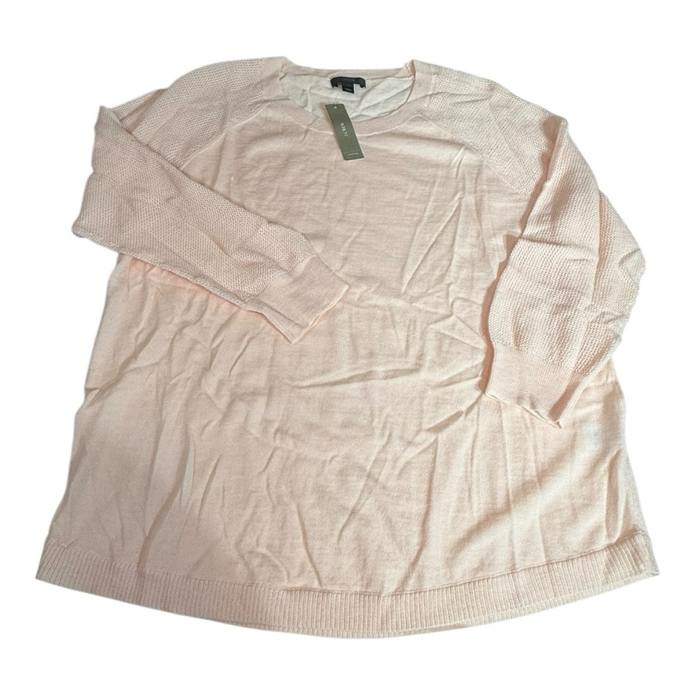 J.Crew 100% Merino Wool Blush Pink Knit Sweater Size L NWT